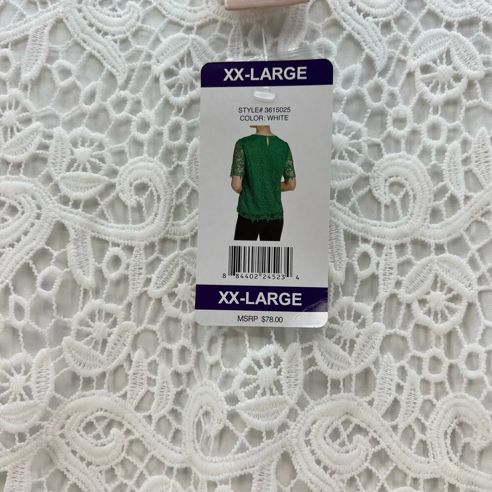 NWT Philosophy Top Women's XXL White Lace Crochet Look Lined Feminine - Picture 3 of 12